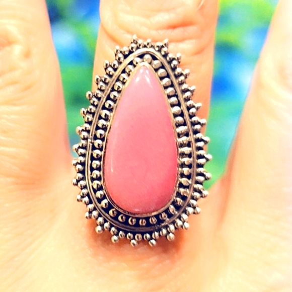 Pink Cats Eye Solid Sterling Gemstone Ring